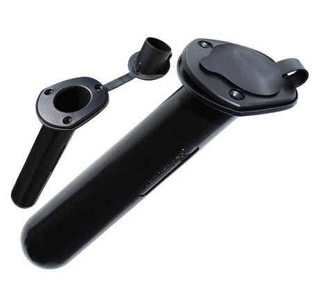 Držiak udice zabudovateľný s gumeným uzáverom čierny