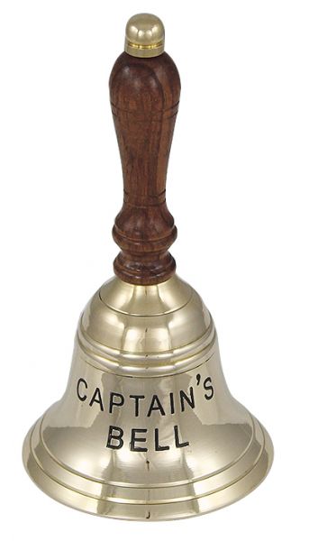 Stolový zvon mosadzný s nápisom CAPTAIN´S BELL - 16,5 cm