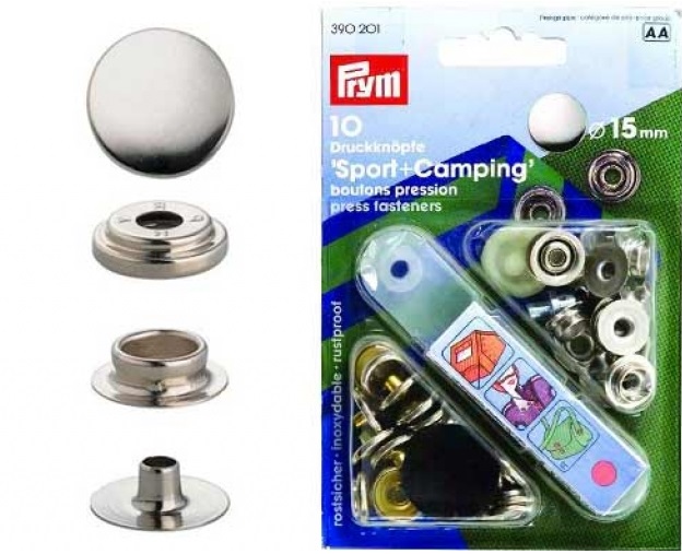 Cvoky PRYM Sport a Camping - sada 10 párov s montážnym náradím