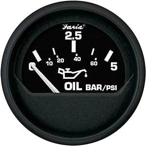 FARIA ukazovateľ tlaku oleja 0-5 bar - čierny číselník v niro ráme