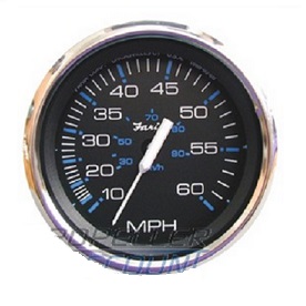 FARIA pitotový rýchlomer na princípe meriania tlaku vody - čierny číselník v niro ráme