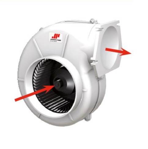 JOHNSON PUMP radiálový ventilátor s prírubou 12V 280m³/h