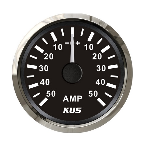 KUS ampérmeter do 50 Amp - čierny