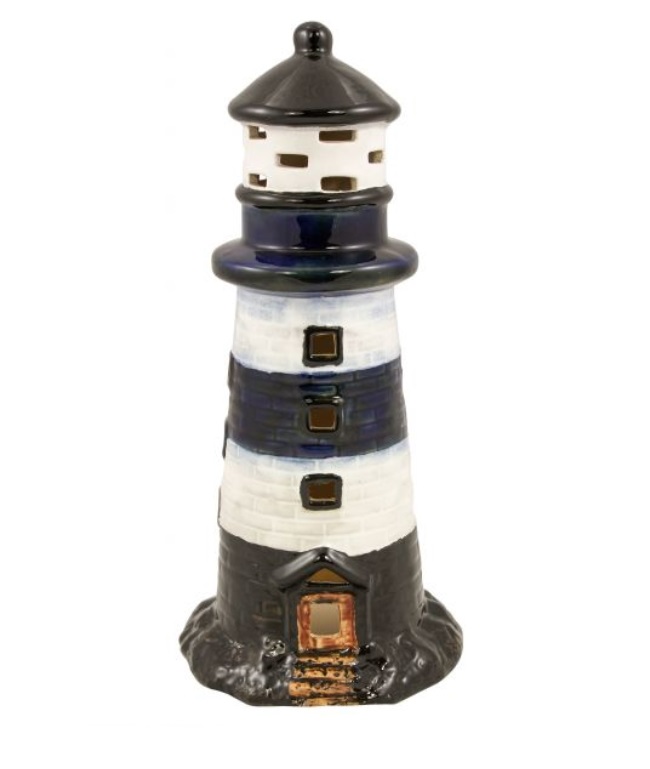 Keramický svietnik Maják modrý - 24,5 cm