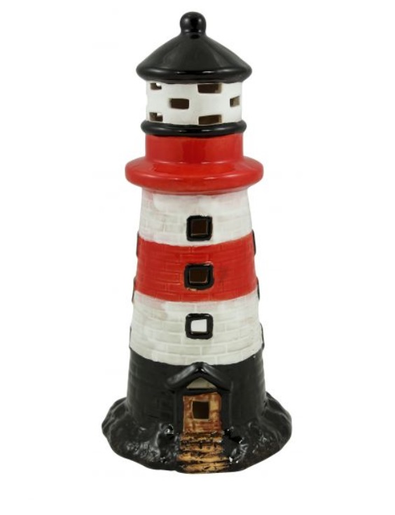 Keramický svietnik Maják červený - 24,5 cm