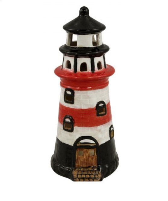 Keramický svietnik Maják, červený - 16,5 cm