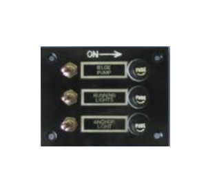 Ovládací panel s mosadznými spínačmi