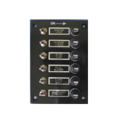 Ovládací panel s mosadznými spínačmi