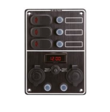 Ovládací panel s 3 spínačmi a digitálnym voltmetrom