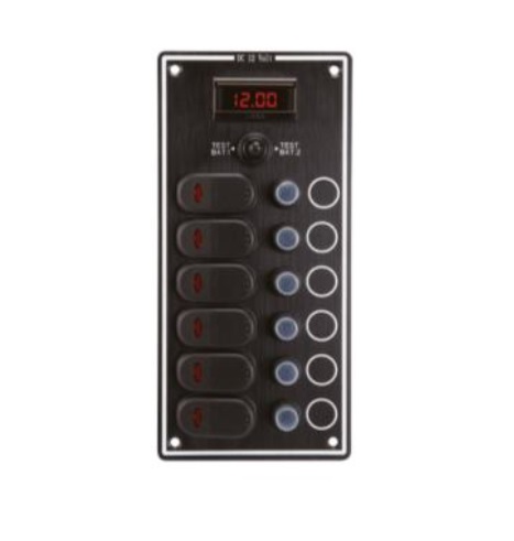 Ovládací panel so 6 spínačmi a digitálnym voltmetrom