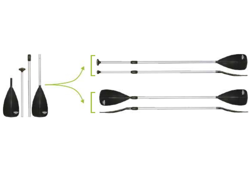 SUP Teleskopické laminátové kombinované pádlo 170-215 cm