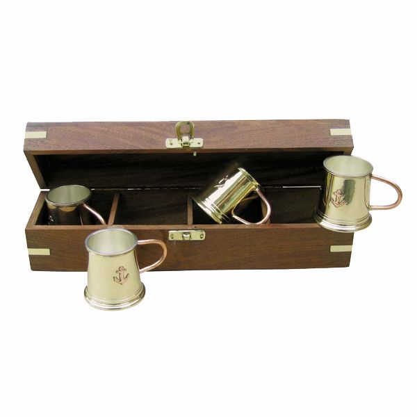 Sada medených štamperlíkov na rum - 4 ks