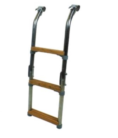 Skladací rebrík s drevenými schodíkmi