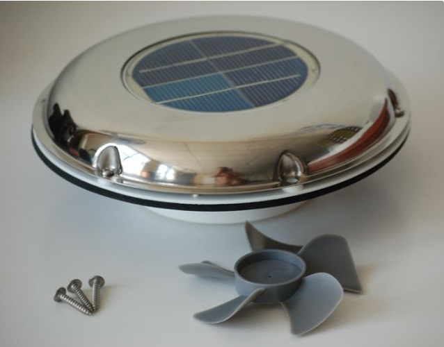 Solárny ventilátor nerezový