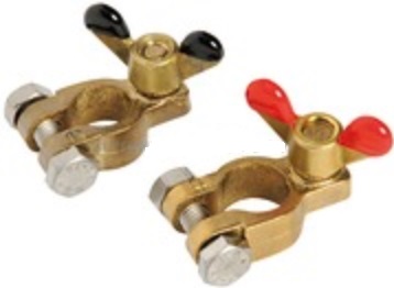 Bronzové klipsy pre batérie - pár