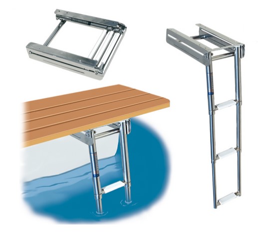 Teleskopický skladací rebrík ku platforme -  šírka 29 cm, 3 schodíky