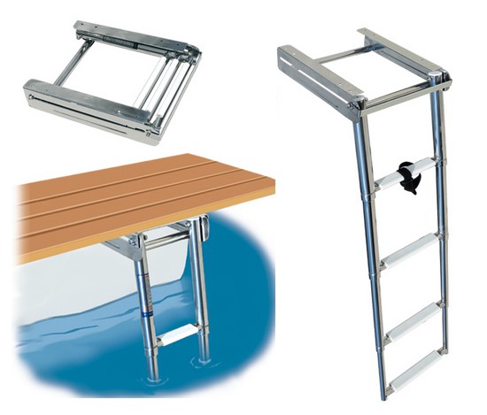 Teleskopický skladací rebrík ku platforme-  šírka 24cm, 4 schody