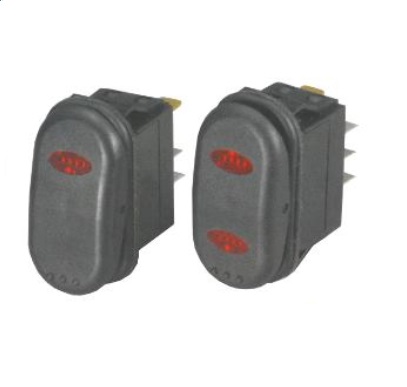 Vodotesný spínač s LED osvetlením EIN-AUS - 3 pólový, 12V, 15A