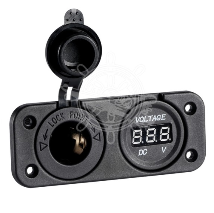Zabudovateľná zásuvka 12V/Voltmeter