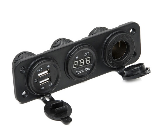Zabudovateľná zásuvka 12V / Voltmeter /dual USB